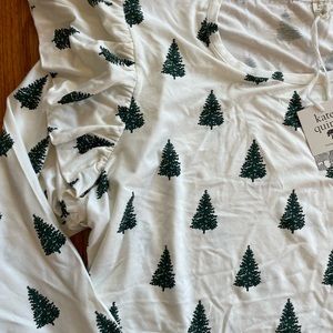 Kate Quinn Mountain View Forest Pine Ruffle Sleeve Shirt